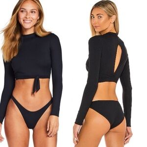 Vitamin A  Remy black ribbed rash guard swim top NWT eco sustainable